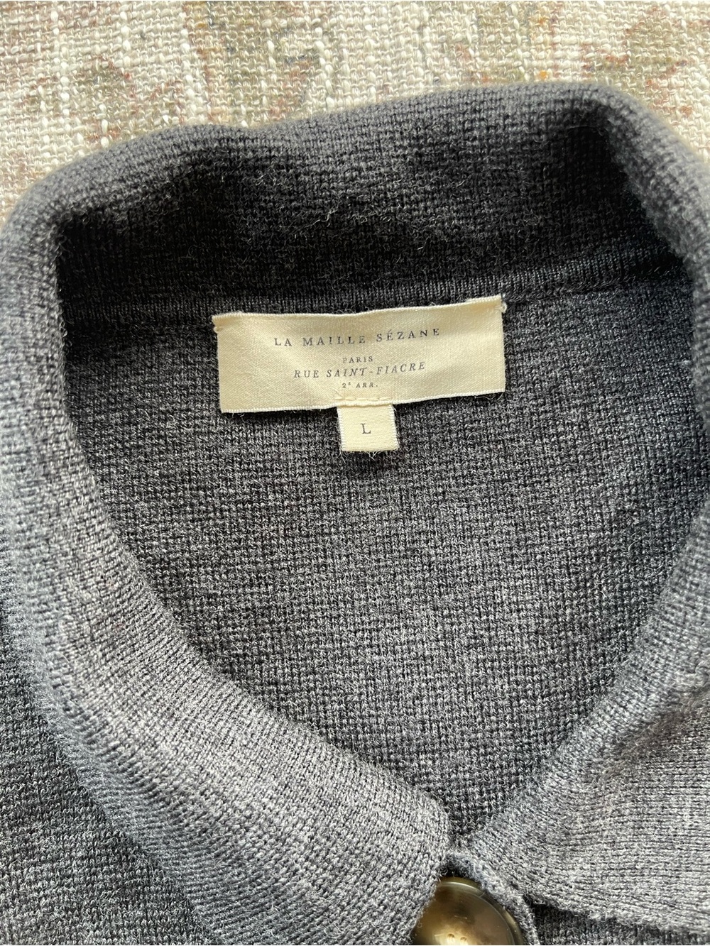 Sezane Charcoal Gray Button-Front Betty Cardigan - Picture 3 of 8